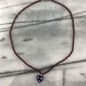 Millefiori Pendant on Garnet Necklace